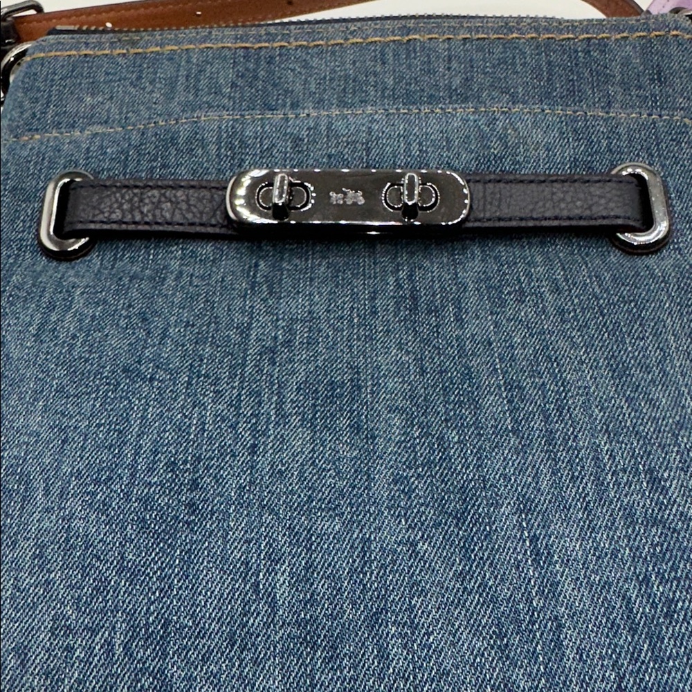 COACH Swagger Denim and Leather Crossbody - Picture 7 of 9